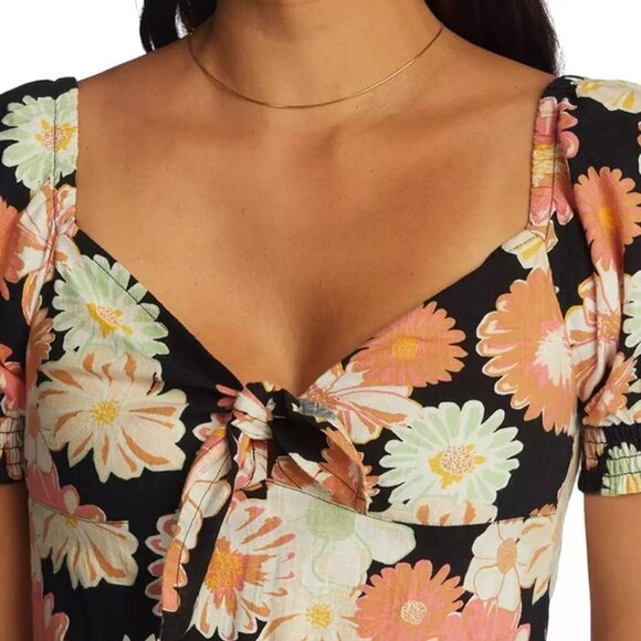 NEW- Roxy Juniors' Summertime Feeling Puff-Sleeve Dress MSRP $60 - Picture 5 of 9